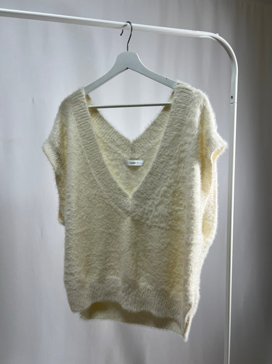 Ivory Fuzzy Knit Vest