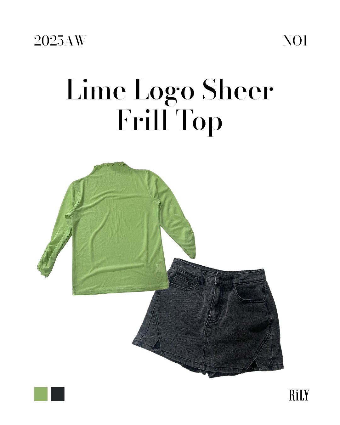 25037Lime Sheer Frill Top