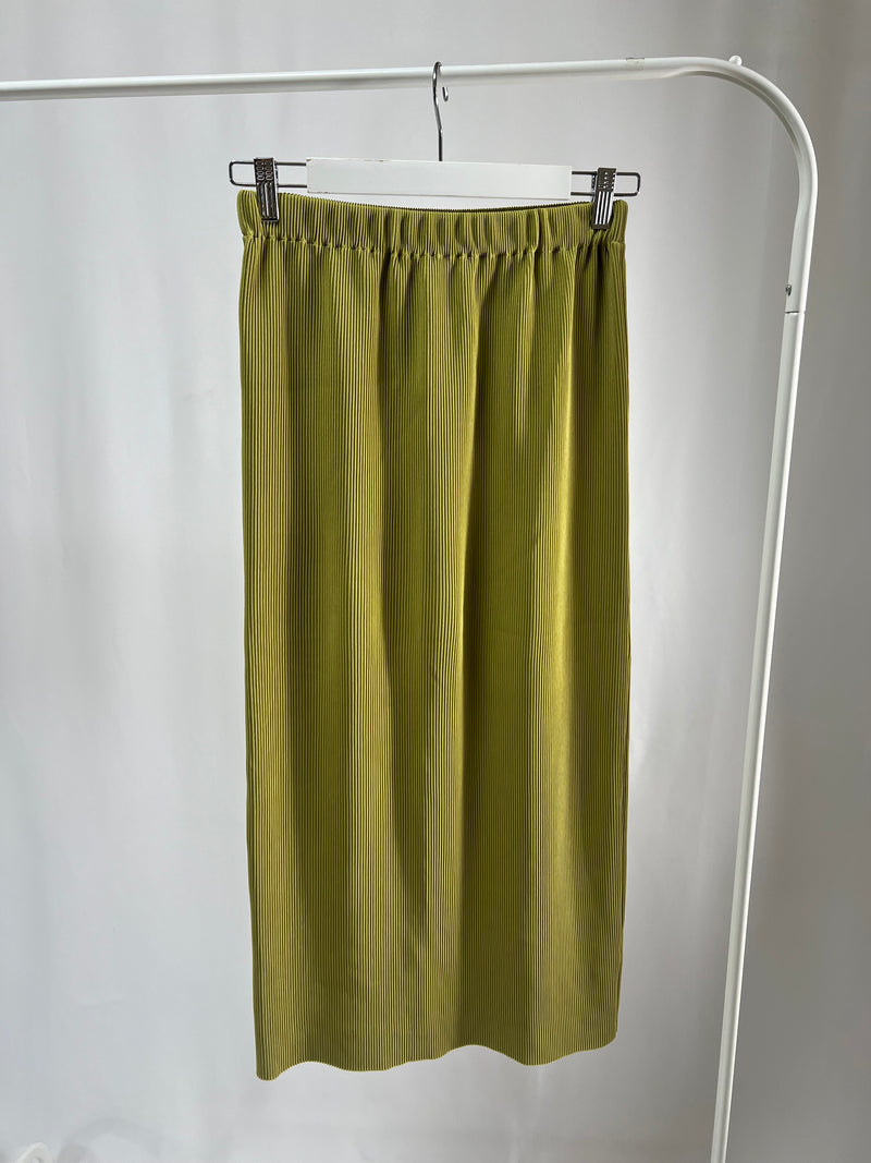 2500004Pleated Midi Skirt - Olive Green