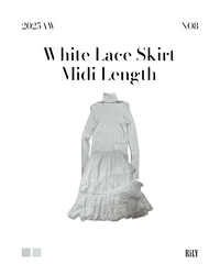 25000011White Lace Skirt – Midi Length