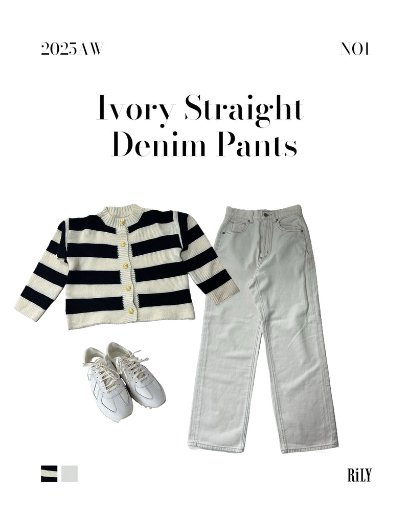 250124Ivory Straight Denim Pants