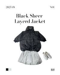 25041Black Sheer Layered Jacket
