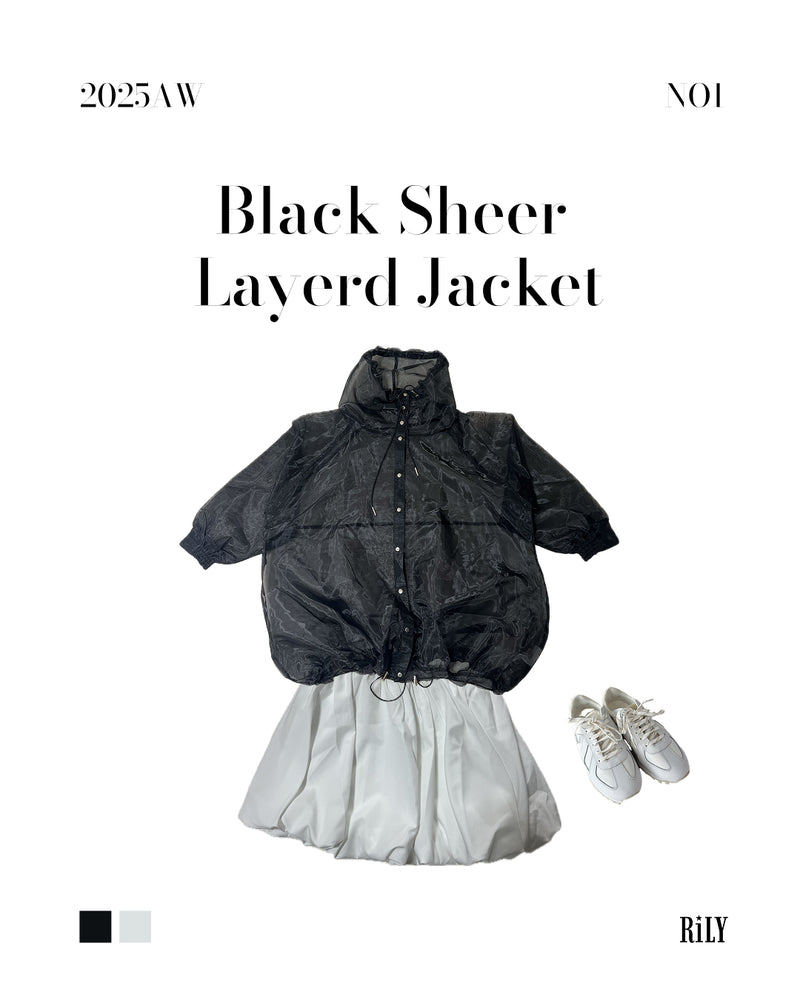 25041Black Sheer Layered Jacket