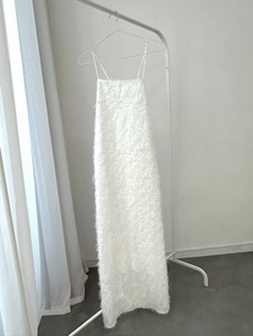 White Shaggy Textured Dress