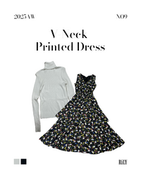 25008V-Neck Printed Dress
