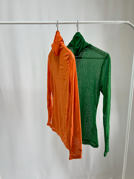 25028.29Sheer Turtleneck Color Top