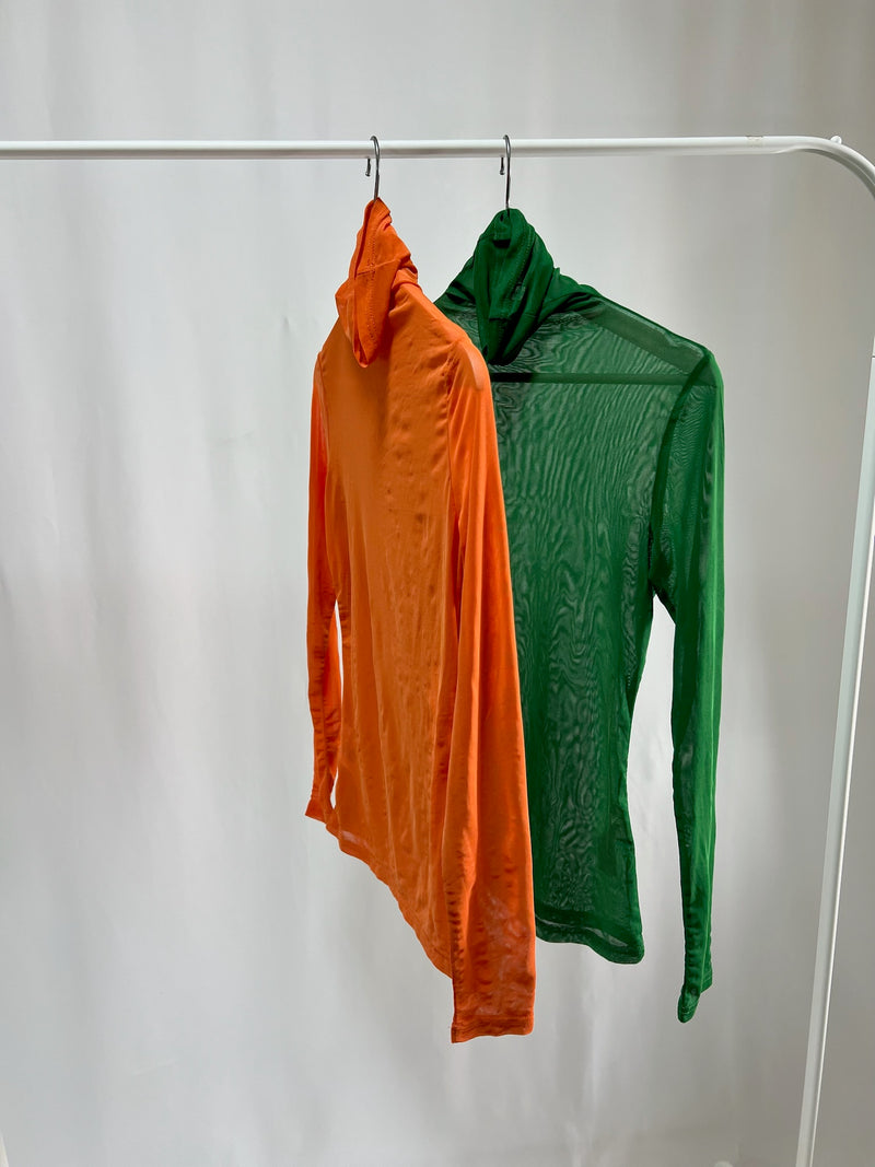 25028.29Sheer Turtleneck Color Top