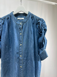 25050Denim Shirt with Power Shoulders – Elbow Sleeve