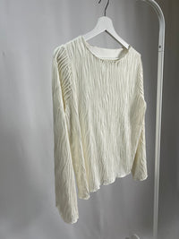 25054Ivory Ribbed Top with Flared Sleeves