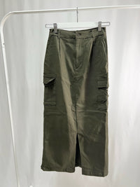 25000015Khaki Cargo Skirt – High Waist Utility Style
