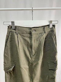 25000015Khaki Cargo Skirt – High Waist Utility Style