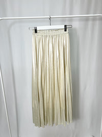 25000013White Satin Pleated Skirt – Midi Length