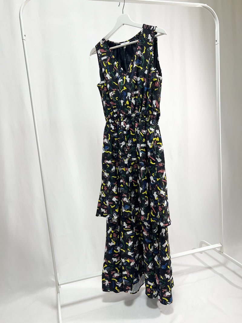 25008V-Neck Printed Dress