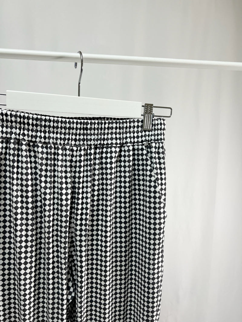 2501213Black and White Block Check Pants
