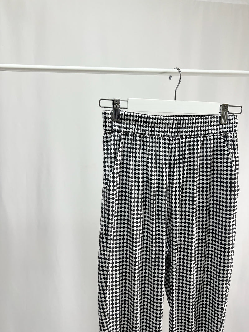 2501213Black and White Block Check Pants
