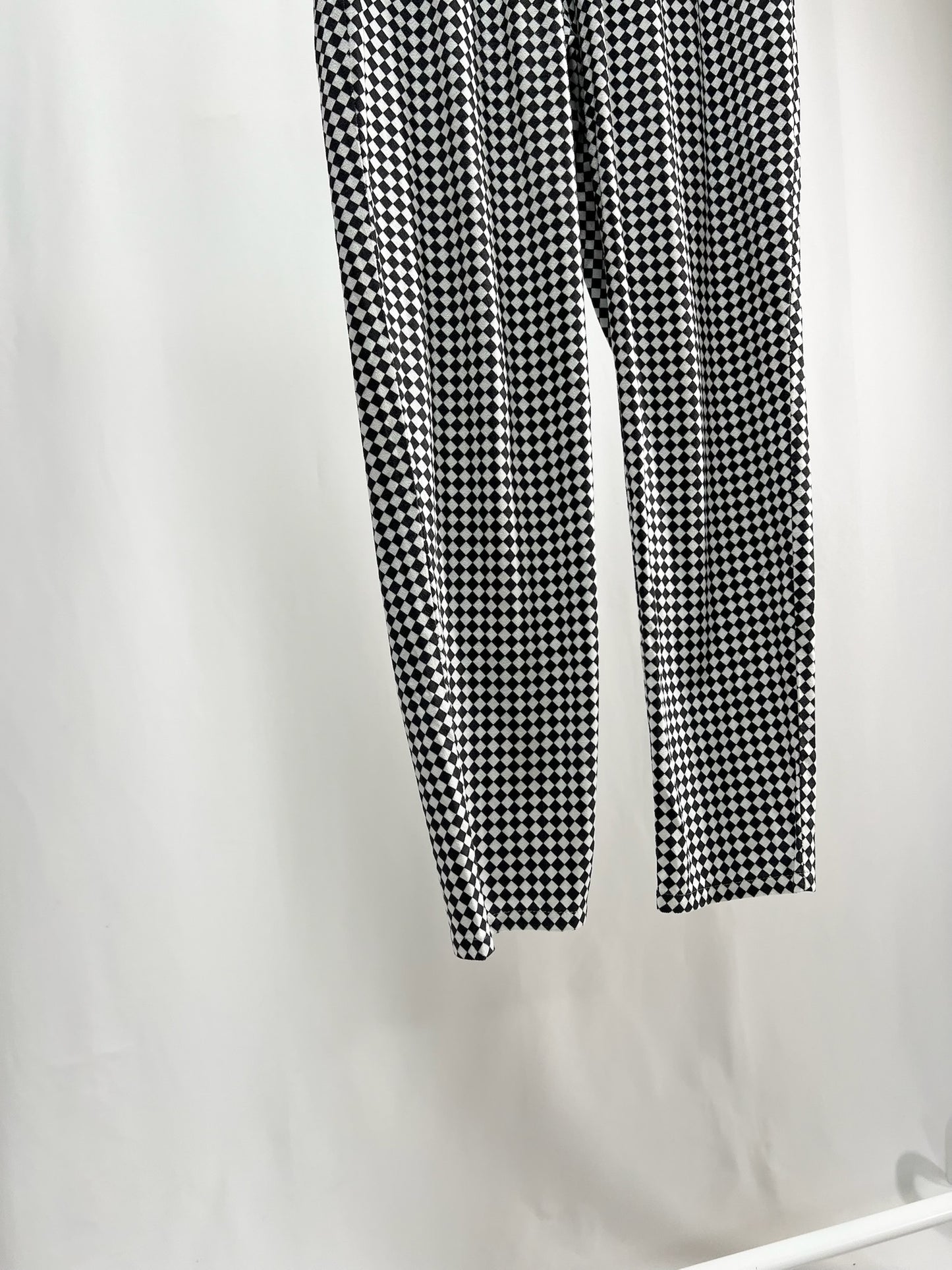 2501213Black and White Block Check Pants