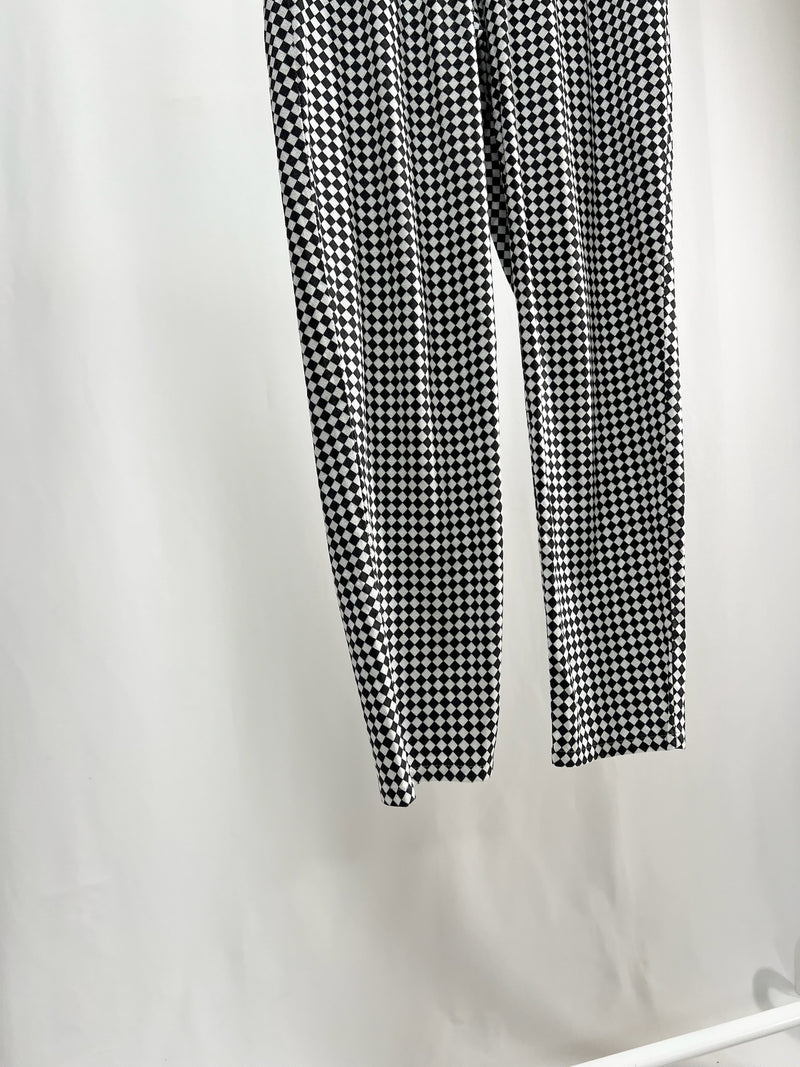 2501213Black and White Block Check Pants