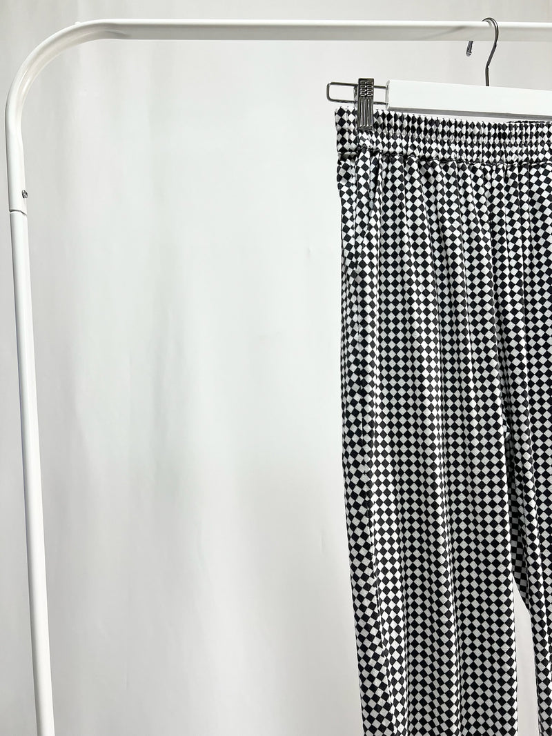 2501213Black and White Block Check Pants