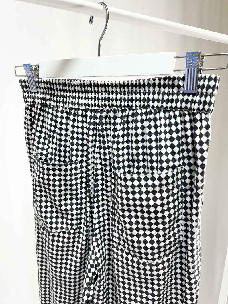 2501213Black and White Block Check Pants