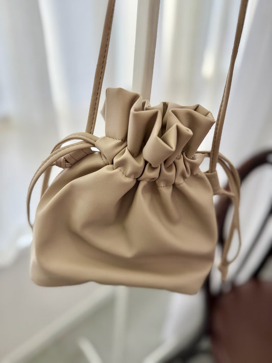 Beige Drawstring Bag