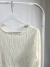 25054Ivory Ribbed Top with Flared Sleeves