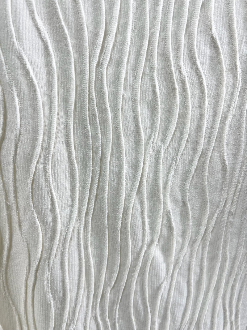 25054Ivory Ribbed Top with Flared Sleeves