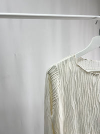 25054Ivory Ribbed Top with Flared Sleeves