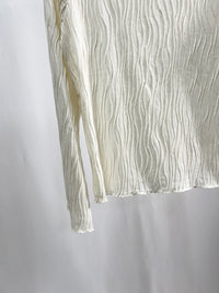 25054Ivory Ribbed Top with Flared Sleeves