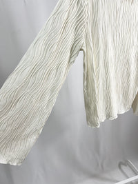 25054Ivory Ribbed Top with Flared Sleeves