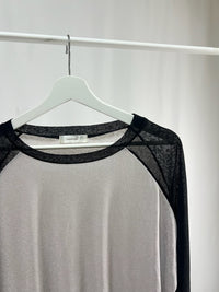 25066Sheer Raglan Top with Flared Sleeves