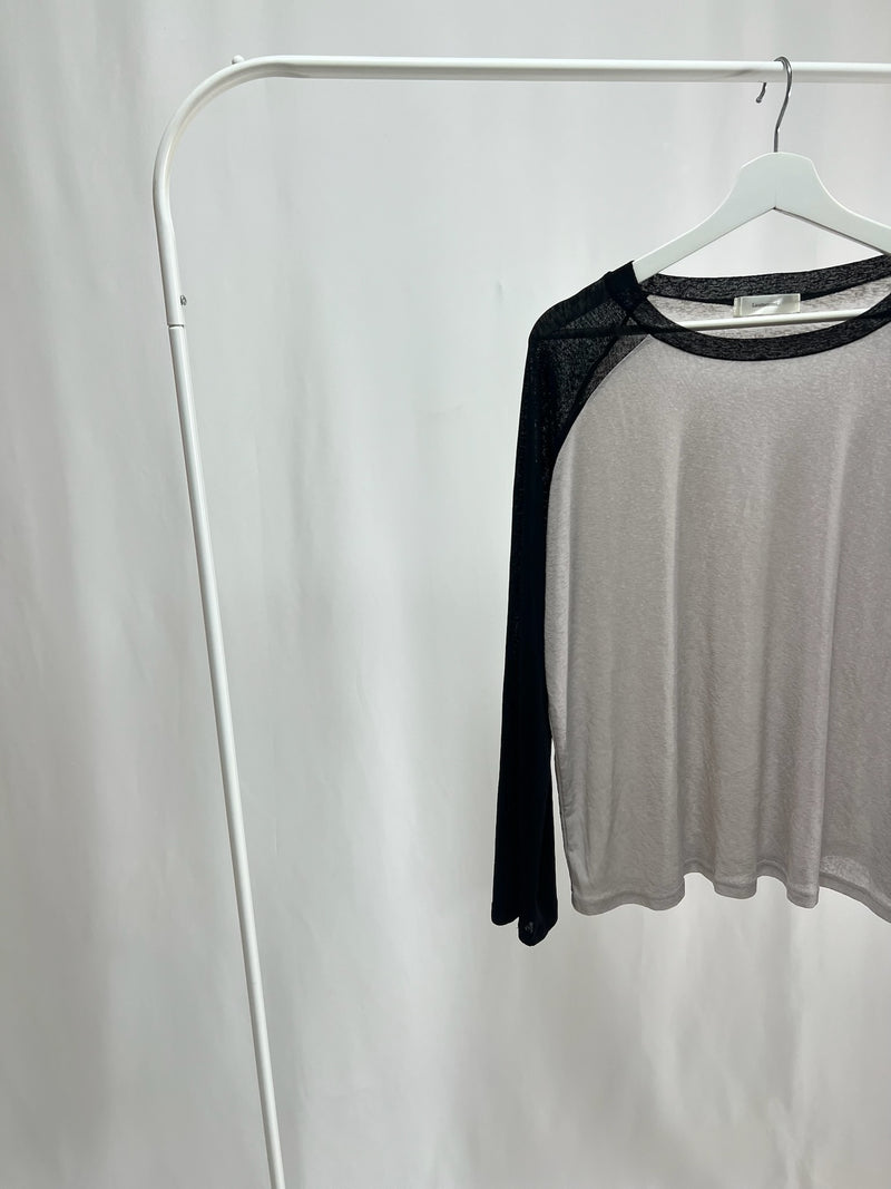 25066Sheer Raglan Top with Flared Sleeves