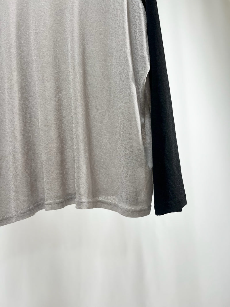 25066Sheer Raglan Top with Flared Sleeves