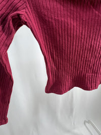 25051Bordeaux Ribbed Knit Off-Shoulder Crop Top