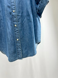 25050Denim Shirt with Power Shoulders – Elbow Sleeve