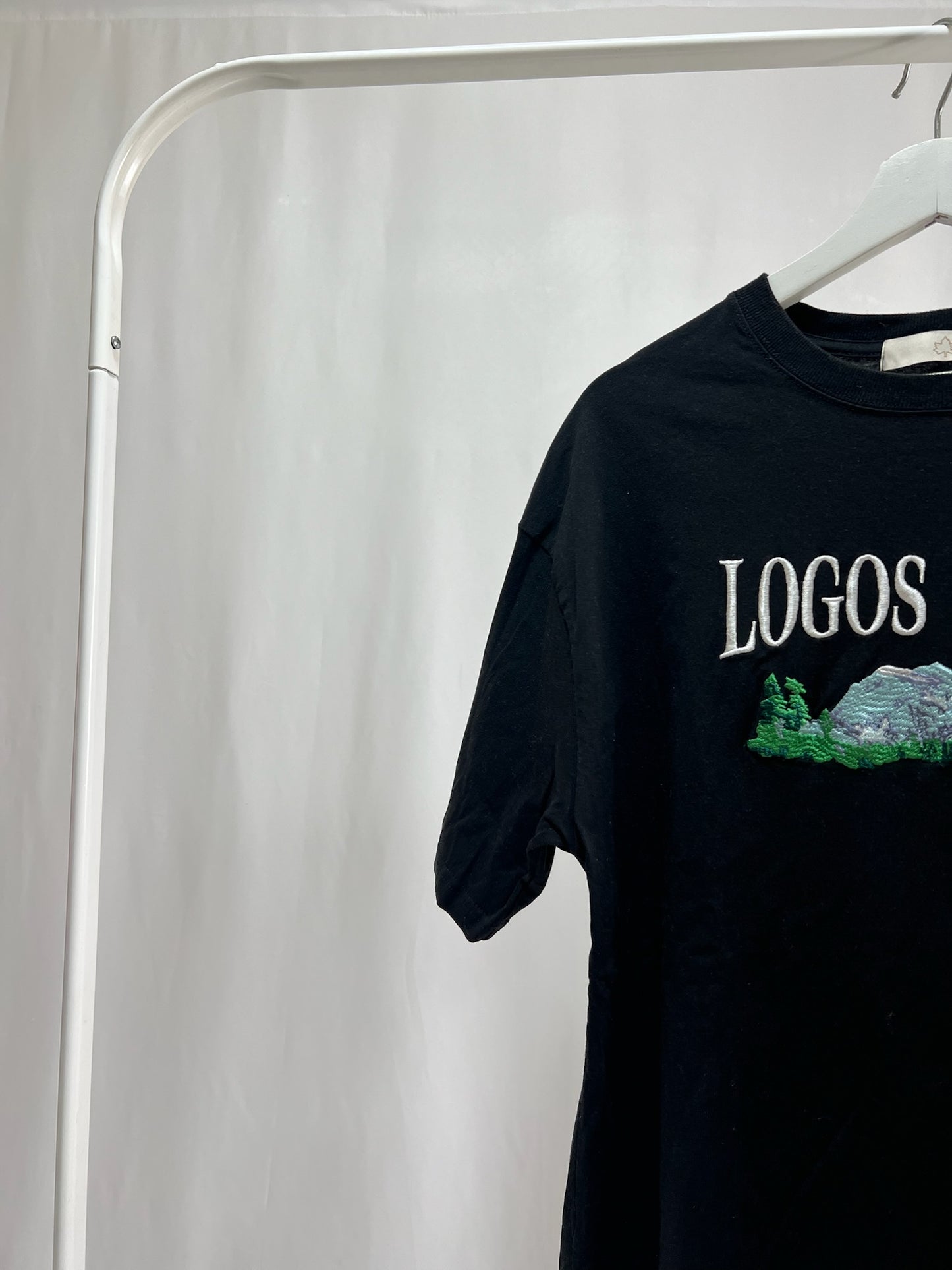 25049Black Logo T-Shirt with High-Low Hem