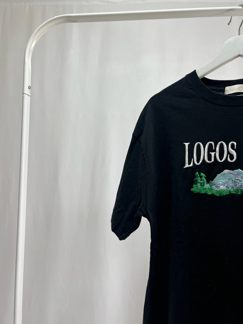 25049Black Logo T-Shirt with High-Low Hem