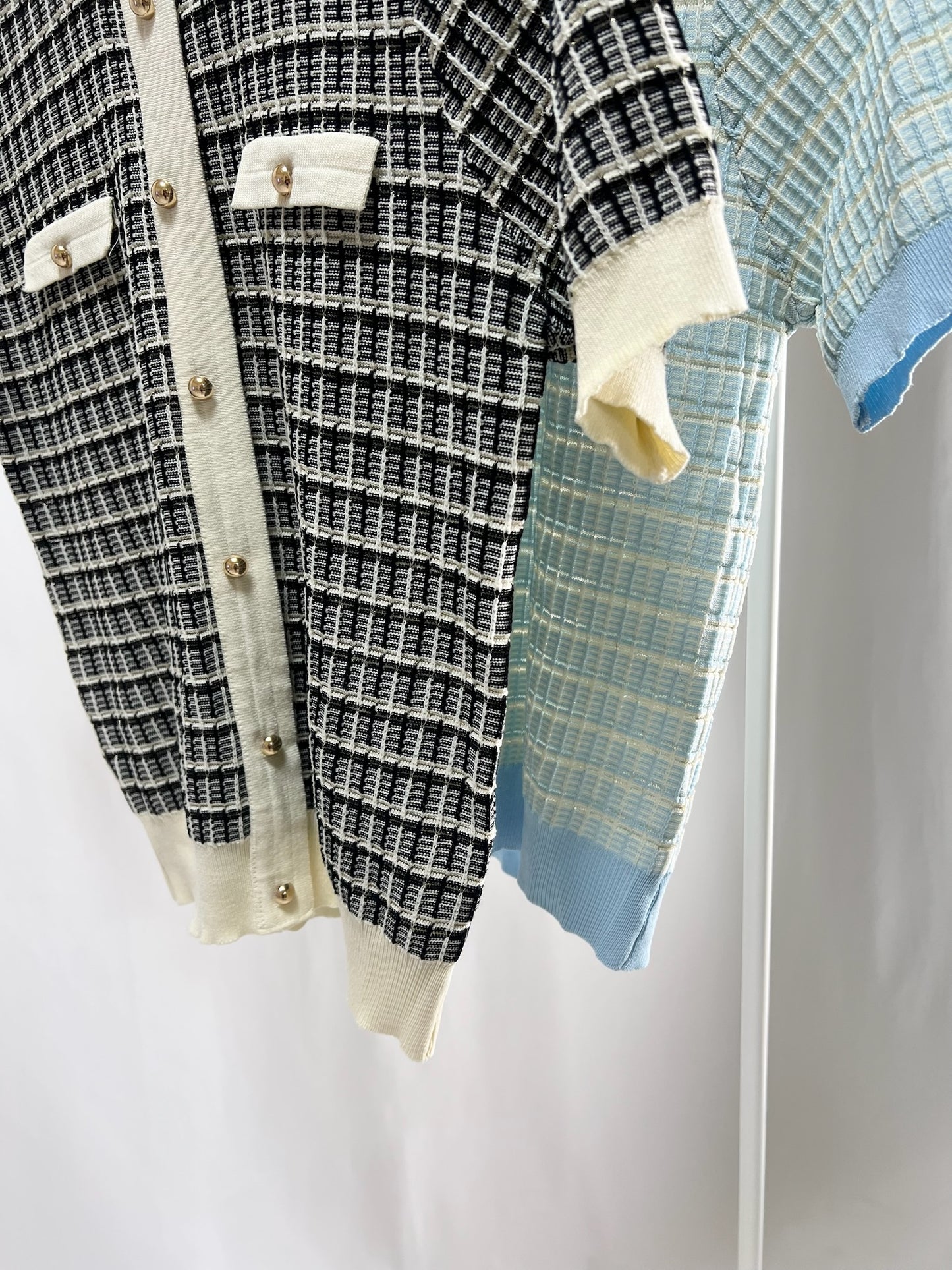 25048Short-Sleeve Tweed Cardigan