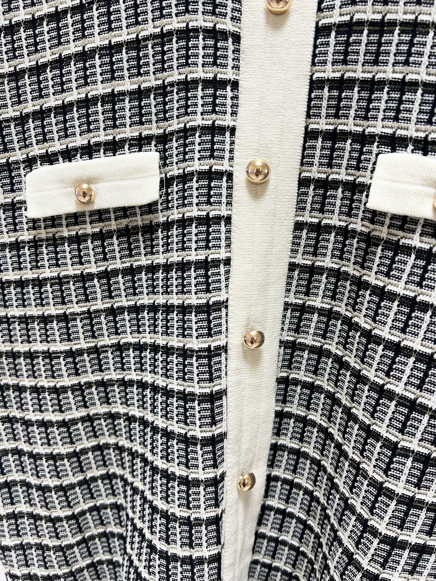 25048Short-Sleeve Tweed Cardigan