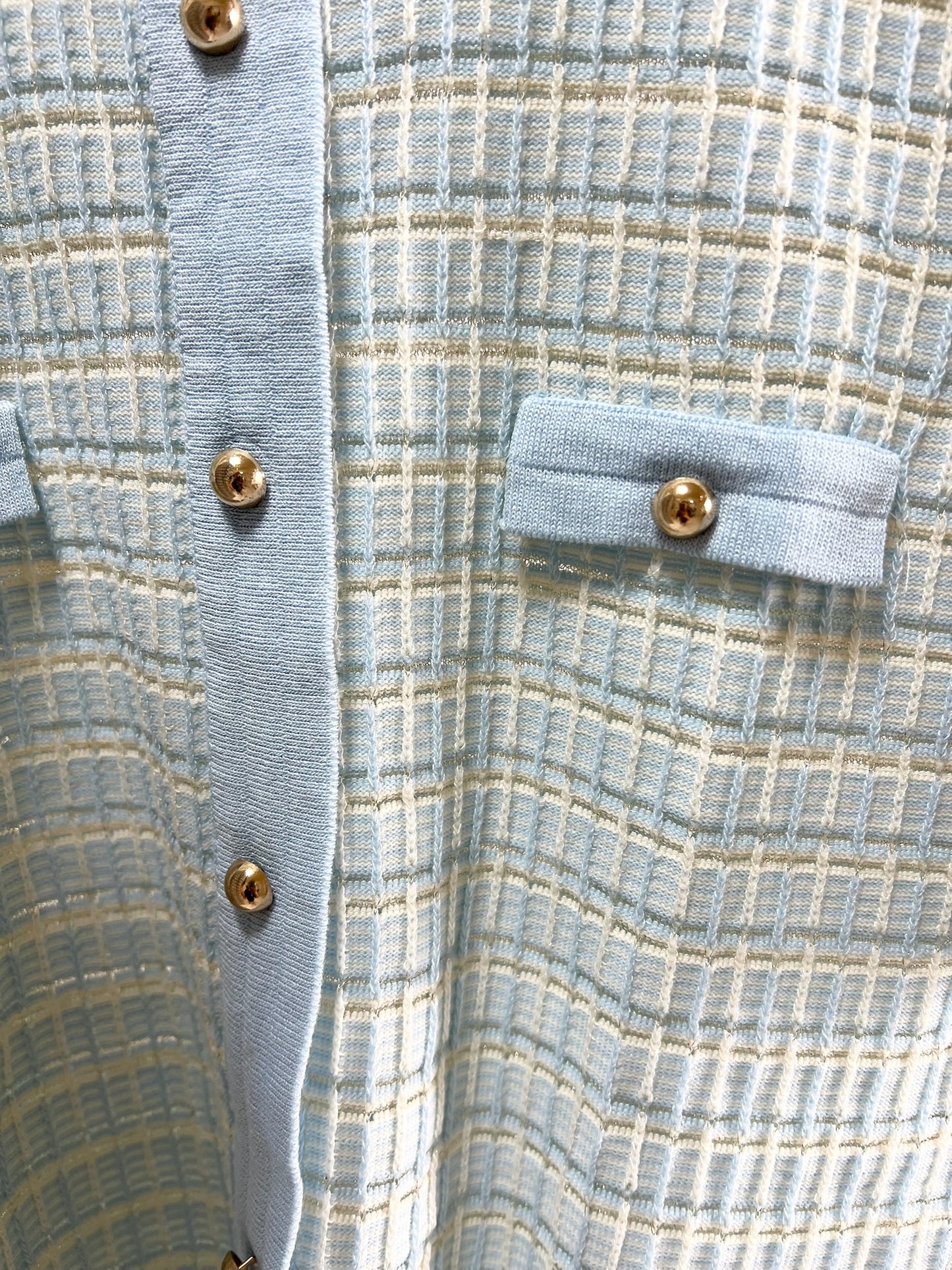 25048Short-Sleeve Tweed Cardigan