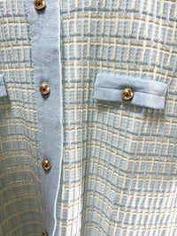 25048Short-Sleeve Tweed Cardigan