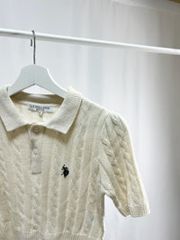 25047Ivory Collared Knit Tops