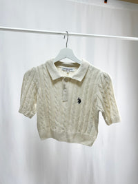 25047Ivory Collared Knit Tops