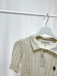 25047Ivory Collared Knit Tops