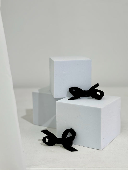 Black Velour Mini Ribbon Hair Clip