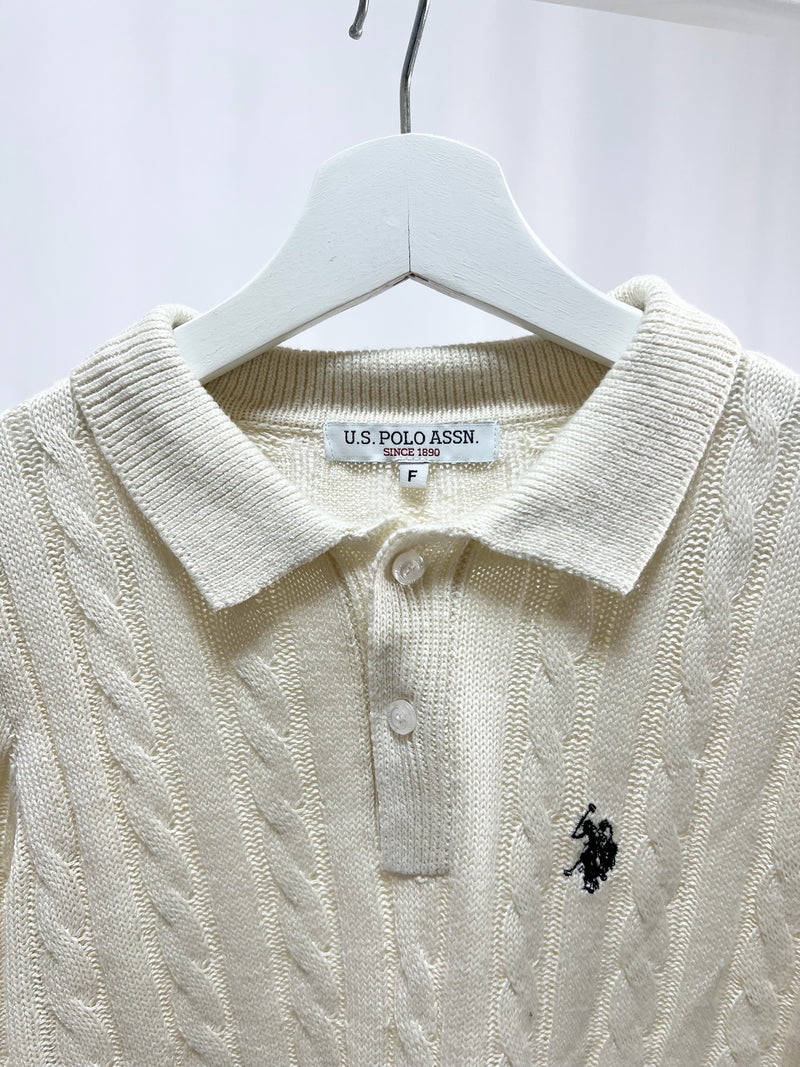 25047Ivory Collared Knit Tops