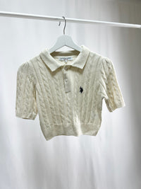 25047Ivory Collared Knit Tops