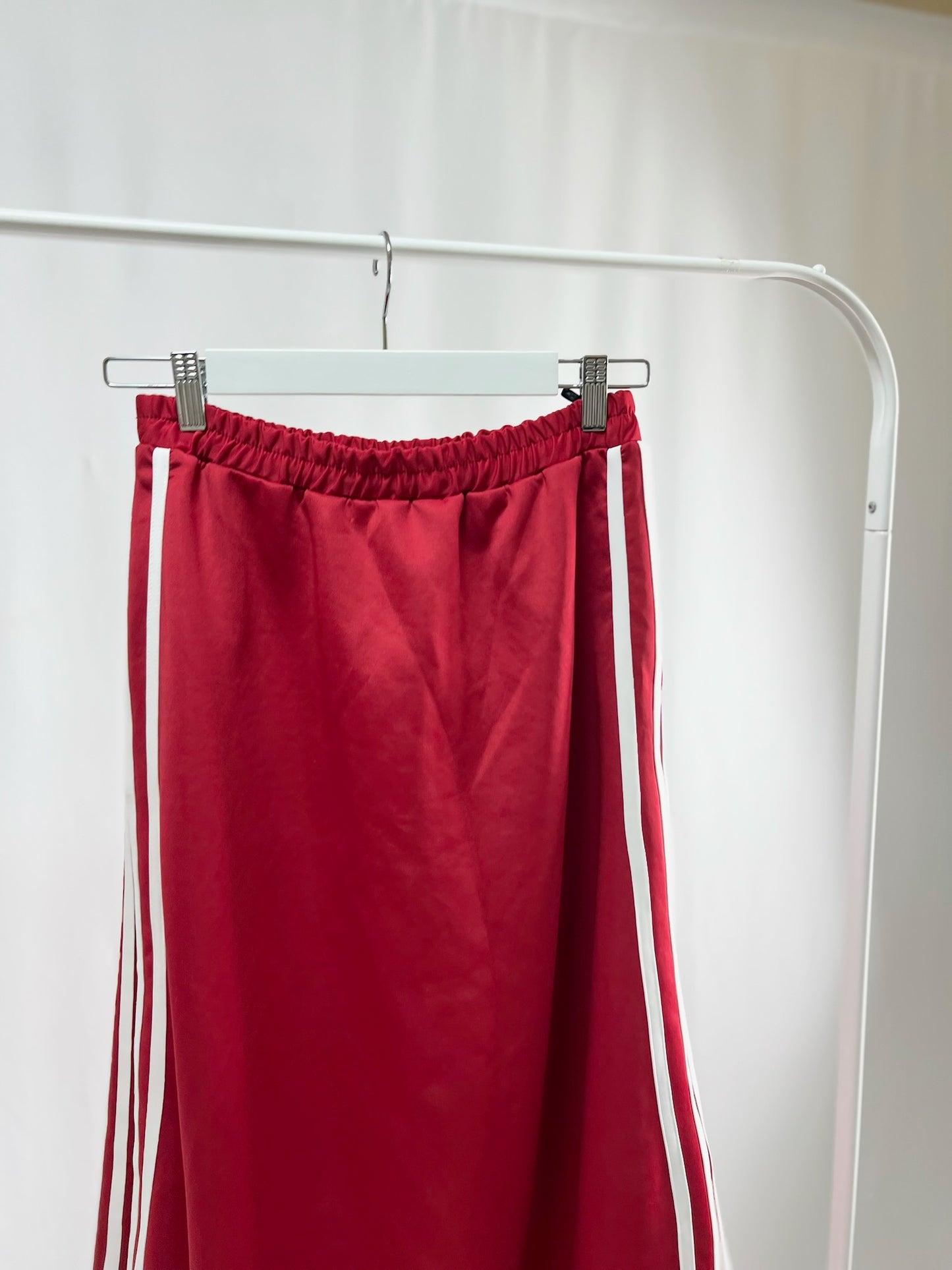 2500009Red Side Stripe Skirt with Drawstring Hem