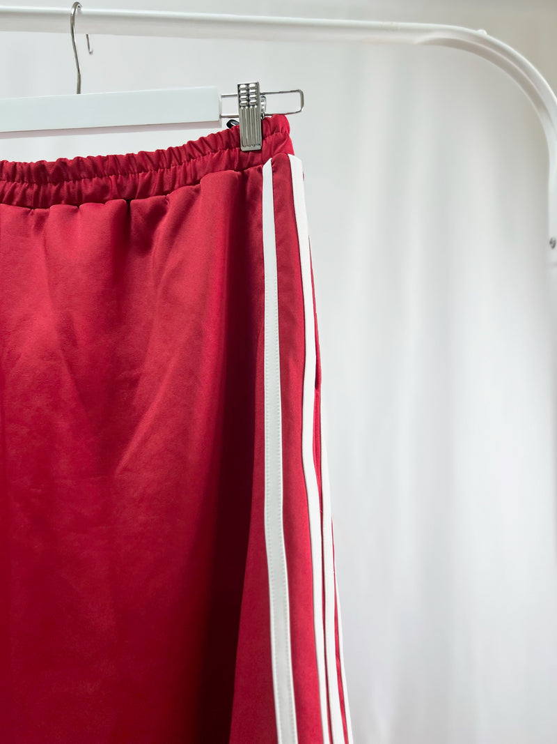 2500009Red Side Stripe Skirt with Drawstring Hem