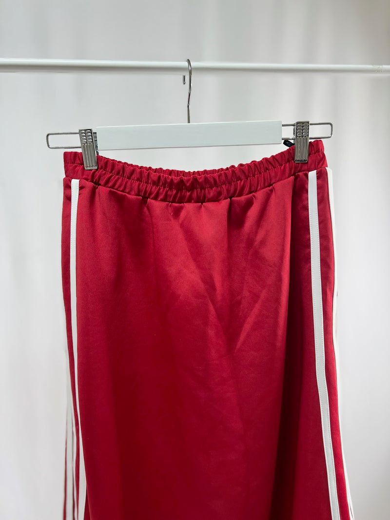 2500009Red Side Stripe Skirt with Drawstring Hem