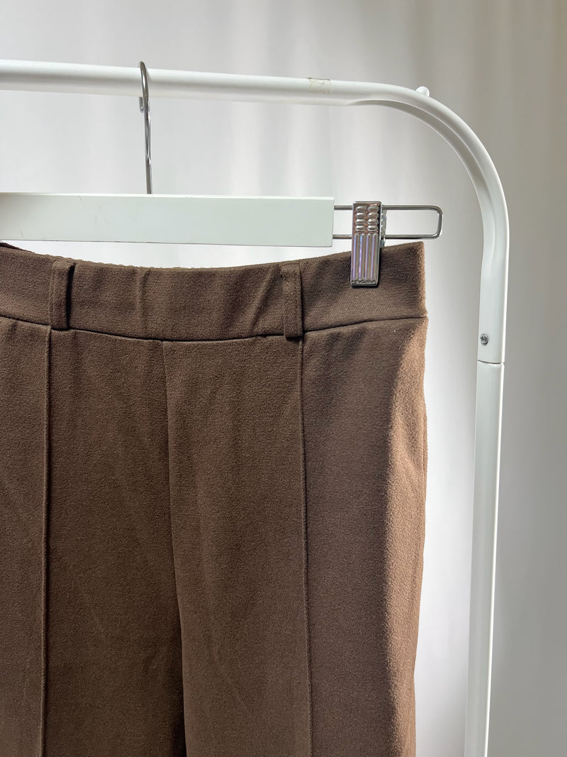 2501210Brown Suede Wide-Leg Pants